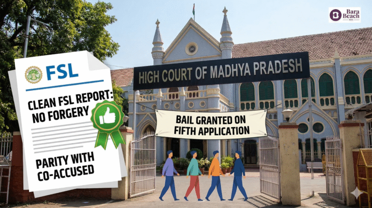 Bail Granted on Fifth Application in Document Forgery Case: MP High Court Relies on Clean FSL Report and Parity with Co-Accused