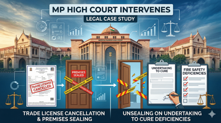 MP High Court Intervenes in Trade License Cancellation and Premises Sealing: Directs Unsealing on Undertaking to Cure Fire Safety Deficiencies
