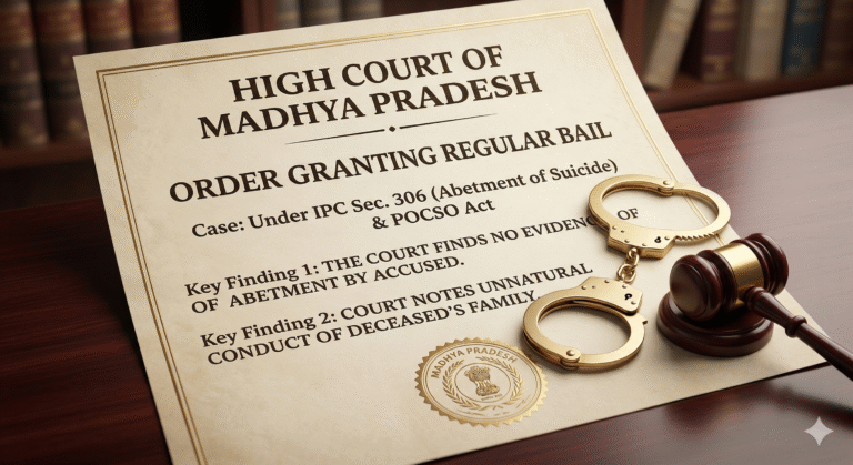 Regular Bail Granted in POCSO and Abetment of Suicide Case: MP High Court Finds No Evidence of Abetment, Notes Unnatural Conduct of Deceased’s Family
