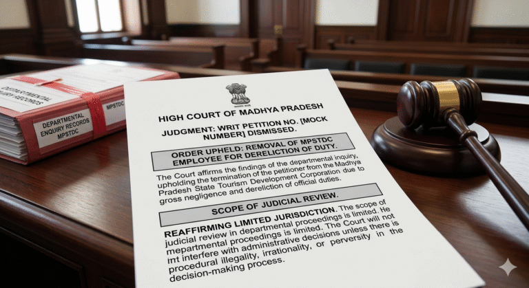 Writ Petition Dismissed: MP High Court Upholds Removal of MPSTDC Employee for Dereliction of Duty, Reaffirms Limited Scope of Judicial Review in Departmental Enquiries